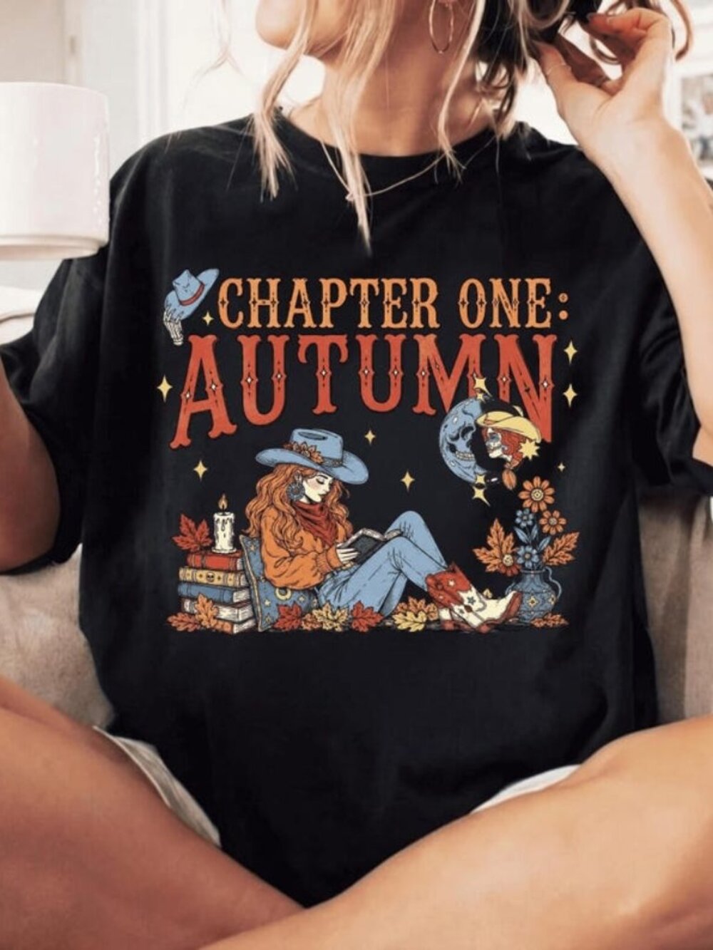 Book Lover Autumn Cozy Bookish Librarian Graphic Tee